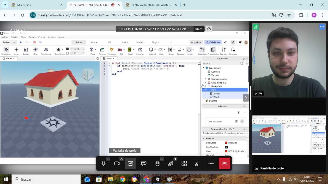 clase en directo de roblox studio para niños de 8 a 12 años